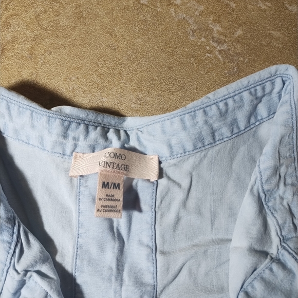 Como Vintage Women's Blue Short Sleeved Button Down Shirt Size Medium - Picture 3 of 11